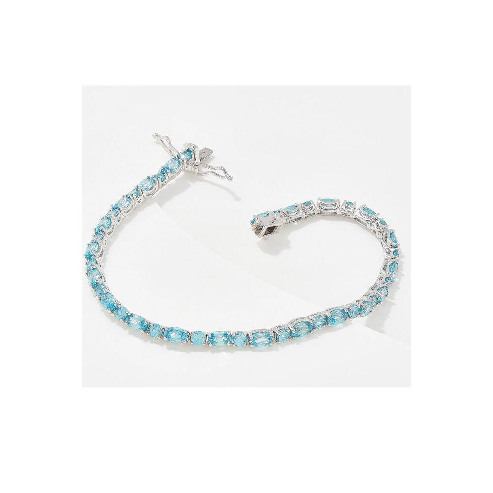 Generation Gems Sterling Silver Filled Tennis Bracelet Blue Zircon